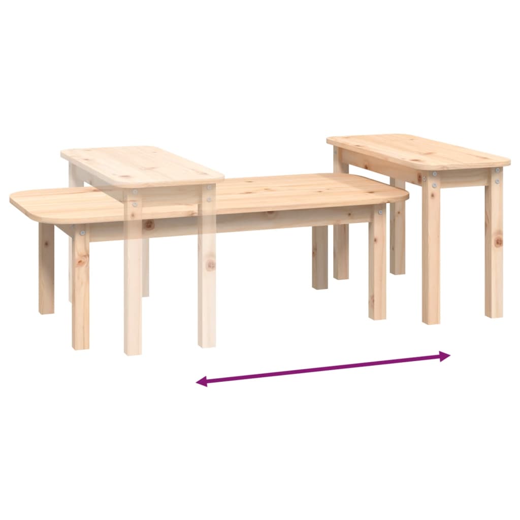 vidaXL 2-tlg. Couchtisch-Set Massivholz Kiefer
