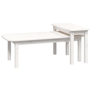 vidaXL 2-tlg. Couchtisch-Set Weiß Massivholz Kiefer