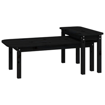 vidaXL 2-tlg. Couchtisch-Set Schwarz Massivholz Kiefer