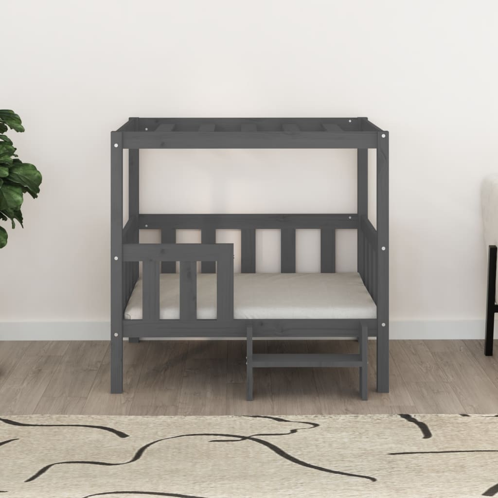 Hundebett Grau 95,5x73,5x90 cm Massivholz Kiefer