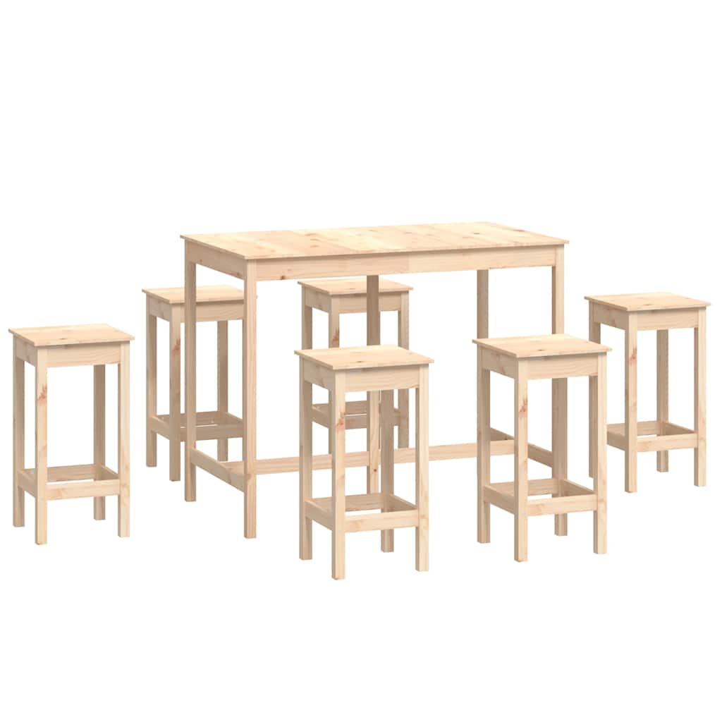 vidaXL Ensemble de bar 7 pcs Bois de pin massif