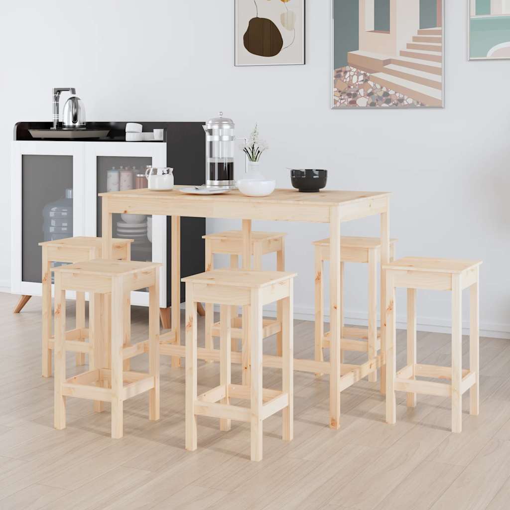 vidaXL Ensemble de bar 7 pcs Bois de pin massif