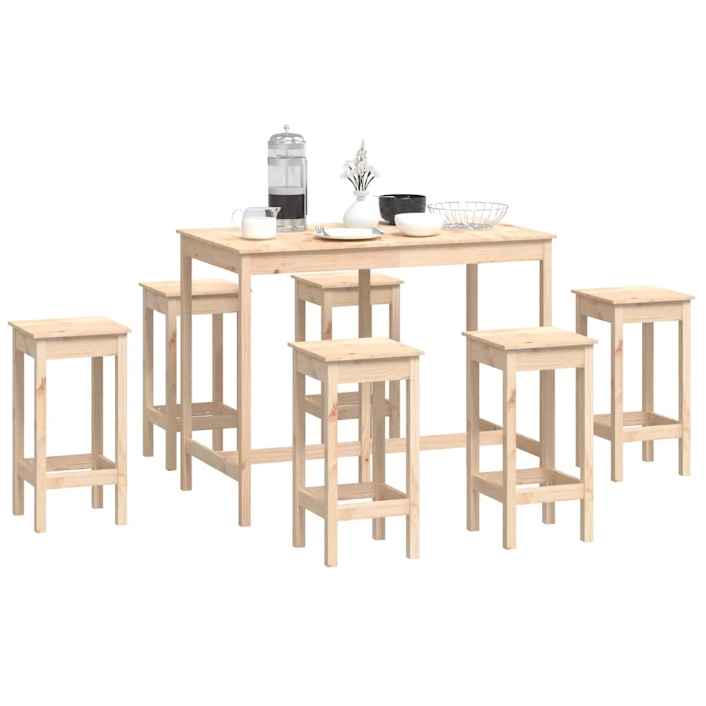 vidaXL Ensemble de bar 7 pcs Bois de pin massif