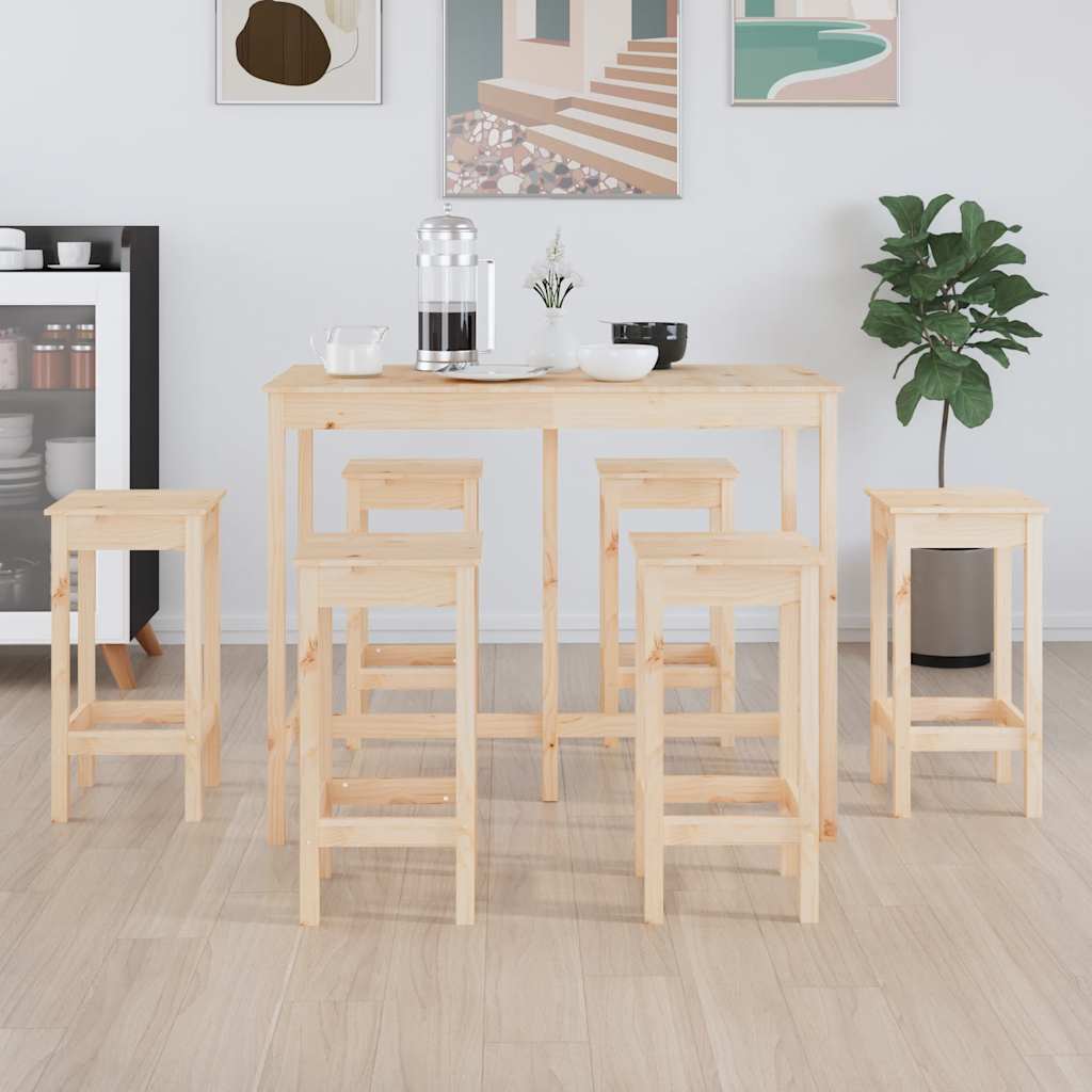 vidaXL Ensemble de bar 7 pcs Bois de pin massif