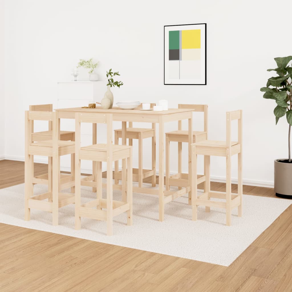vidaXL Ensemble de bar 7 pcs Bois de pin massif
