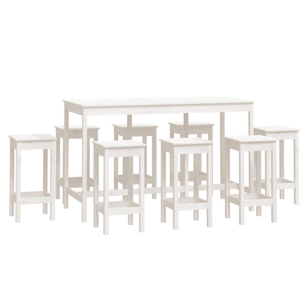 vidaXL Ensemble de bar 9 pcs Blanc Pin massif