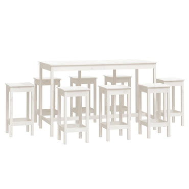 vidaXL Ensemble de bar 9 pcs Blanc Pin massif