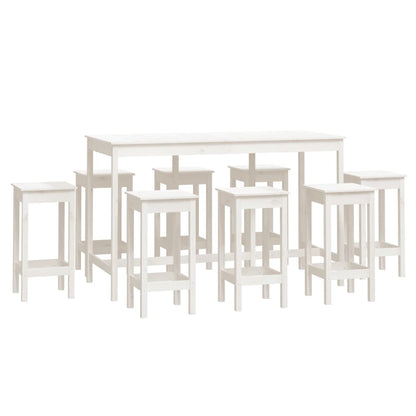vidaXL Ensemble de bar 9 pcs Blanc Pin massif