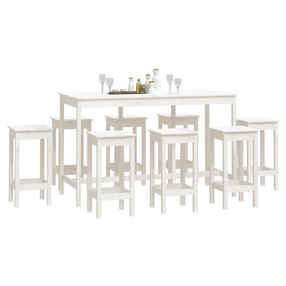 vidaXL Ensemble de bar 9 pcs Blanc Pin massif