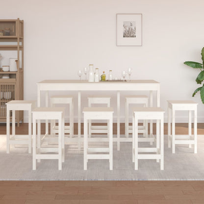 vidaXL Ensemble de bar 9 pcs Blanc Pin massif