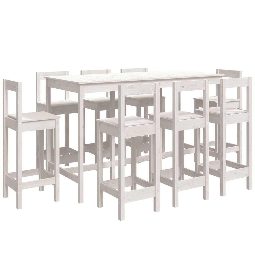 vidaXL Ensemble de bar 9 pcs Blanc Pin massif