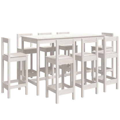 vidaXL Ensemble de bar 9 pcs Blanc Pin massif