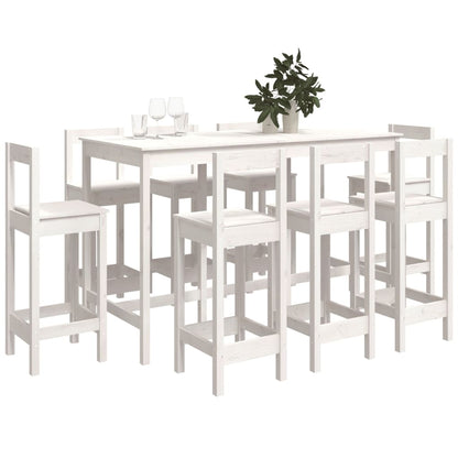 vidaXL Ensemble de bar 9 pcs Blanc Pin massif