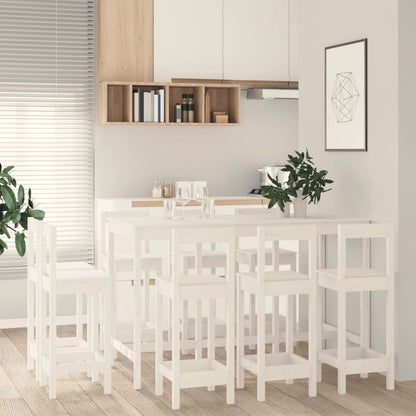 vidaXL Ensemble de bar 9 pcs Blanc Pin massif