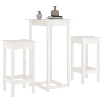 vidaXL Ensemble de bar 3 pcs Blanc Bois de pin massif