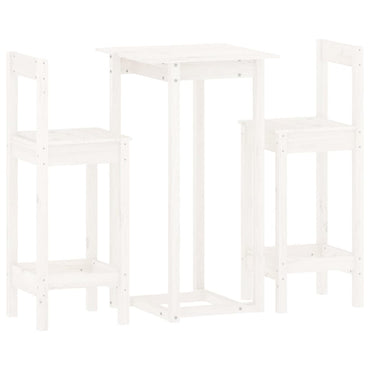 vidaXL Ensemble de bar 3 pcs Blanc Bois de pin massif