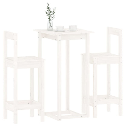 vidaXL Ensemble de bar 3 pcs Blanc Bois de pin massif