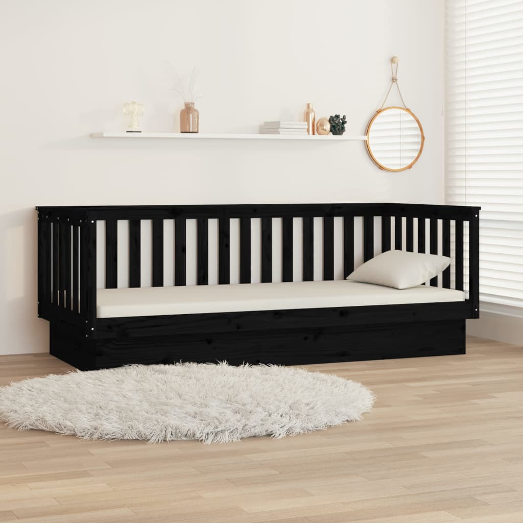 vidaXL Tagesbett Schwarz 100x200 cm Massivholz Kiefer