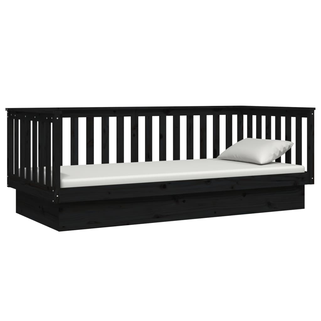 vidaXL Tagesbett Schwarz 100x200 cm Massivholz Kiefer