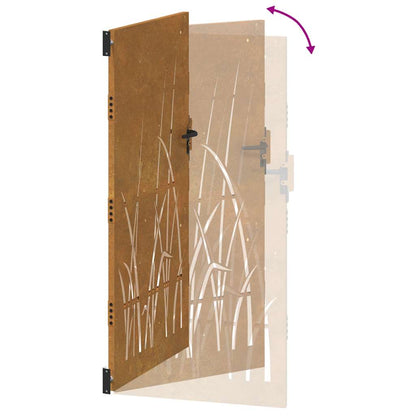 Gartentor 100x200 cm Cortenstahl Gras-Design