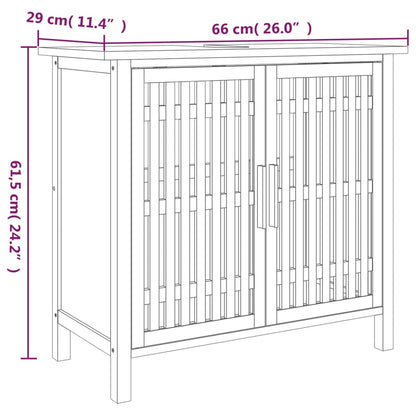vidaXL Meuble sous-lavabo 66x29x61,5 cm Bois massif Noyer