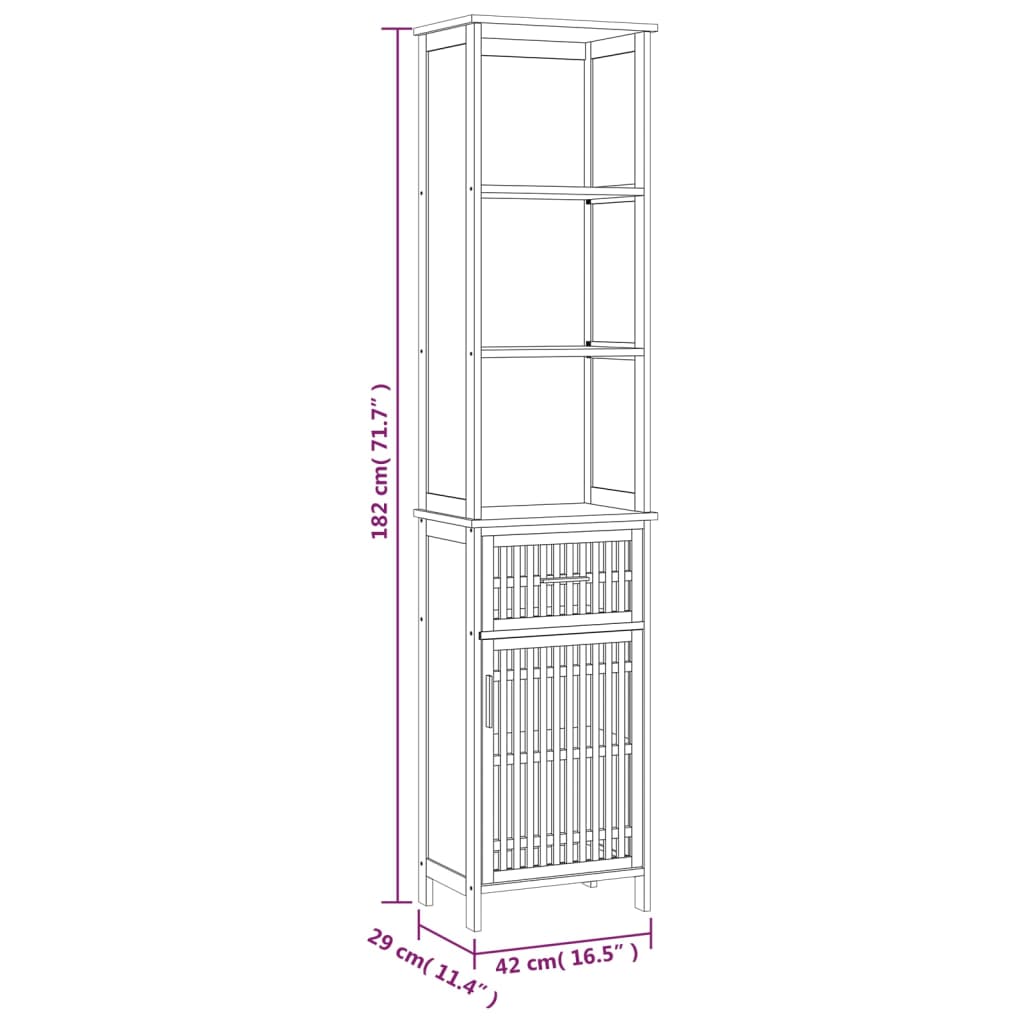 vidaXL Meuble de salle de bain 42x29x182 cm Bois de noyer massif