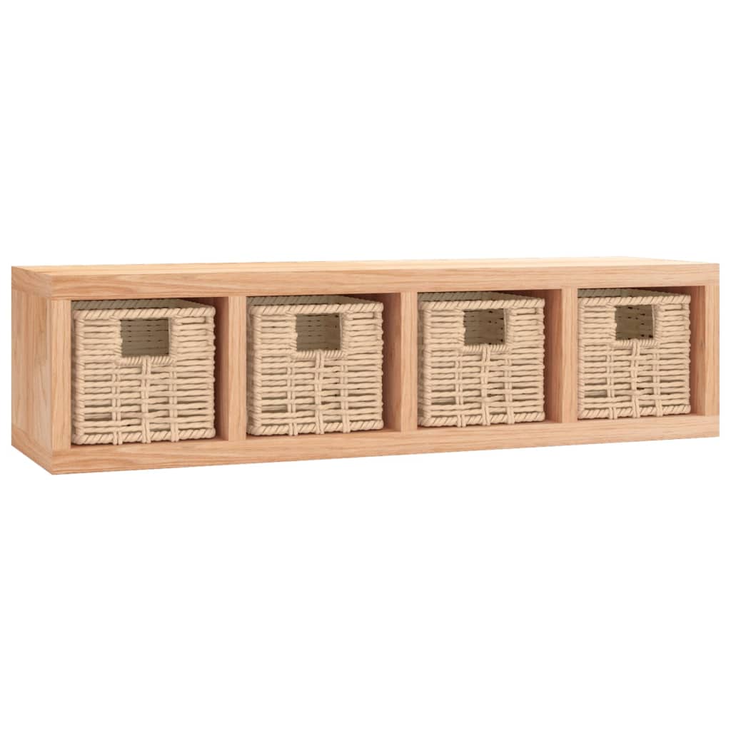 vidaXL Étagère murale avec paniers 62x18x16 cm Bois de noyer massif