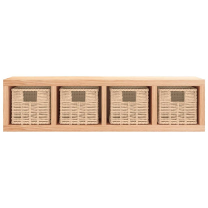 vidaXL Étagère murale avec paniers 62x18x16 cm Bois de noyer massif