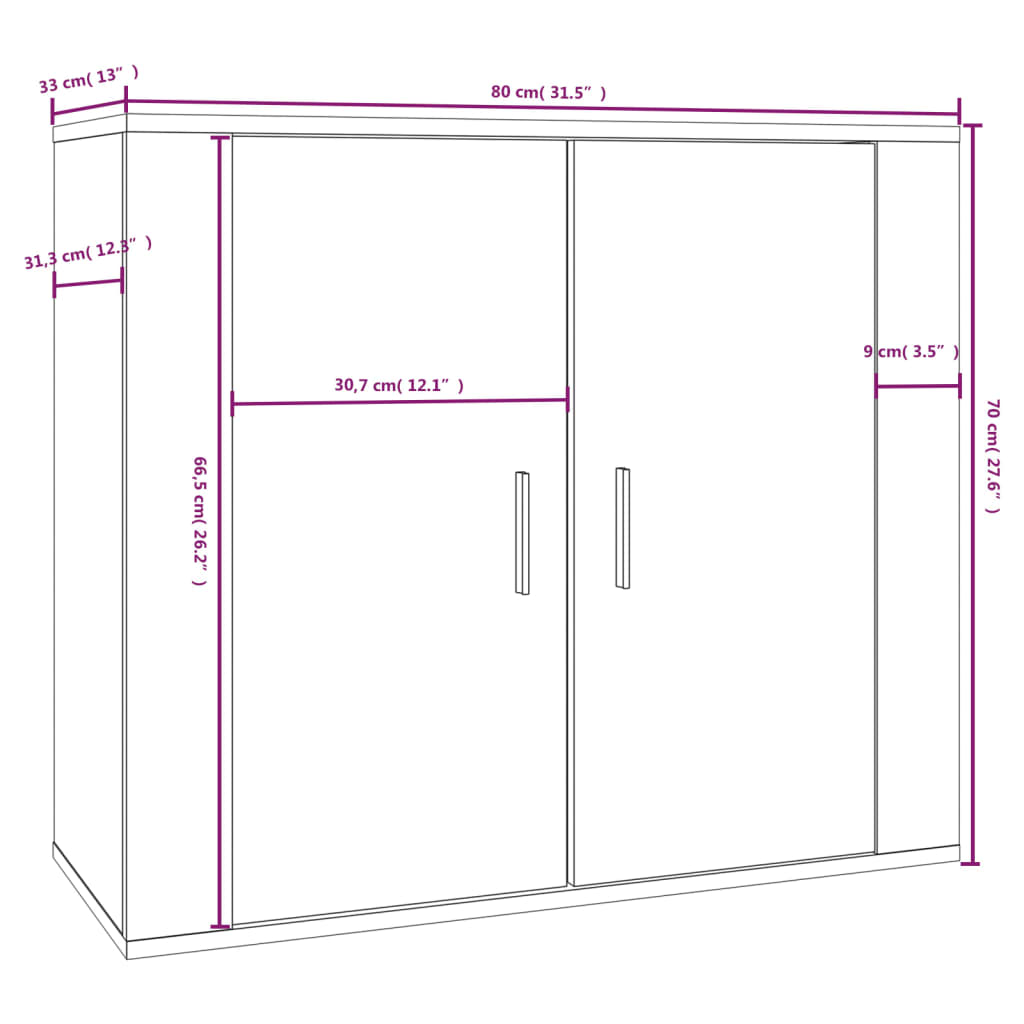 vidaXL Buffet blanc 80x33x70 cm en bois d'ingénierie