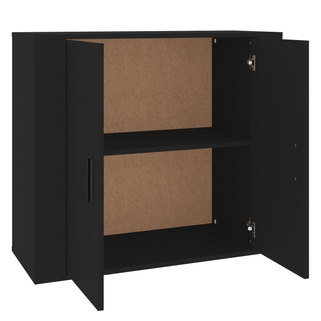 vidaXL Buffet noir 80x33x70 cm en bois d'ingénierie