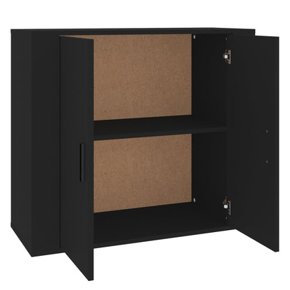 vidaXL Buffet noir 80x33x70 cm en bois d'ingénierie