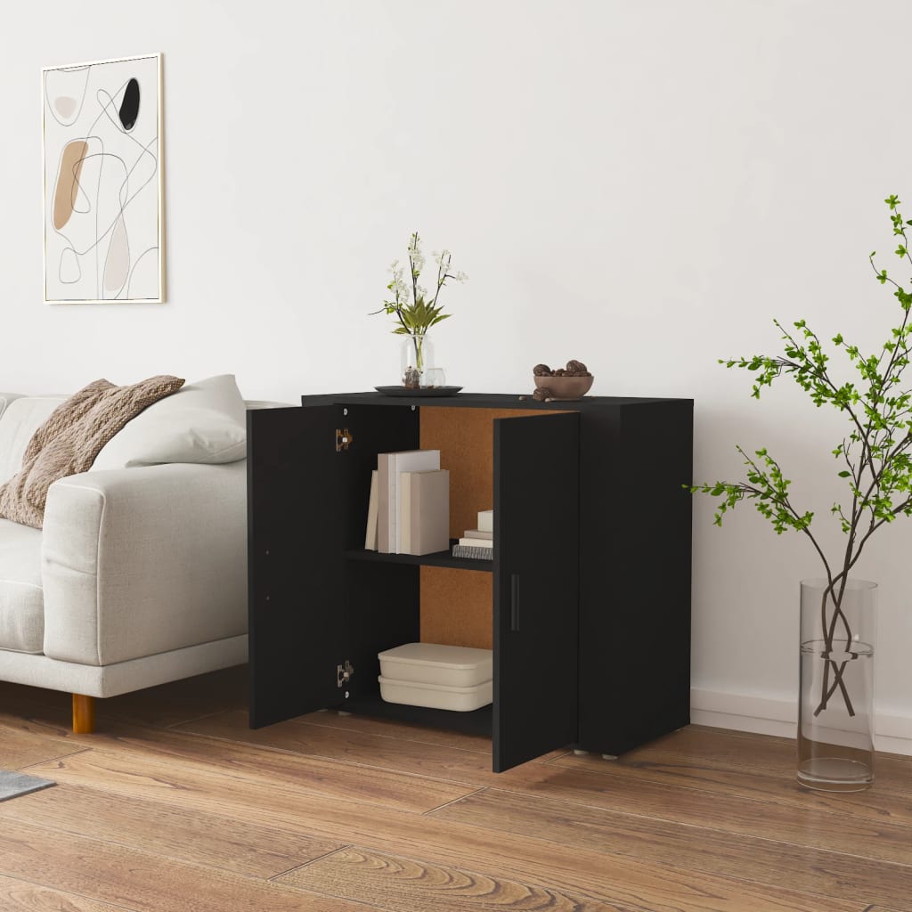 vidaXL Buffet noir 80x33x70 cm en bois d'ingénierie