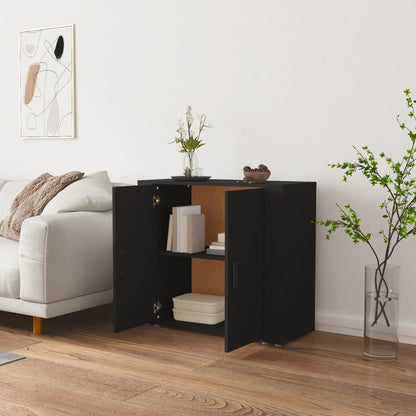 vidaXL Buffet noir 80x33x70 cm en bois d'ingénierie