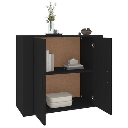 vidaXL Buffet noir 80x33x70 cm en bois d'ingénierie