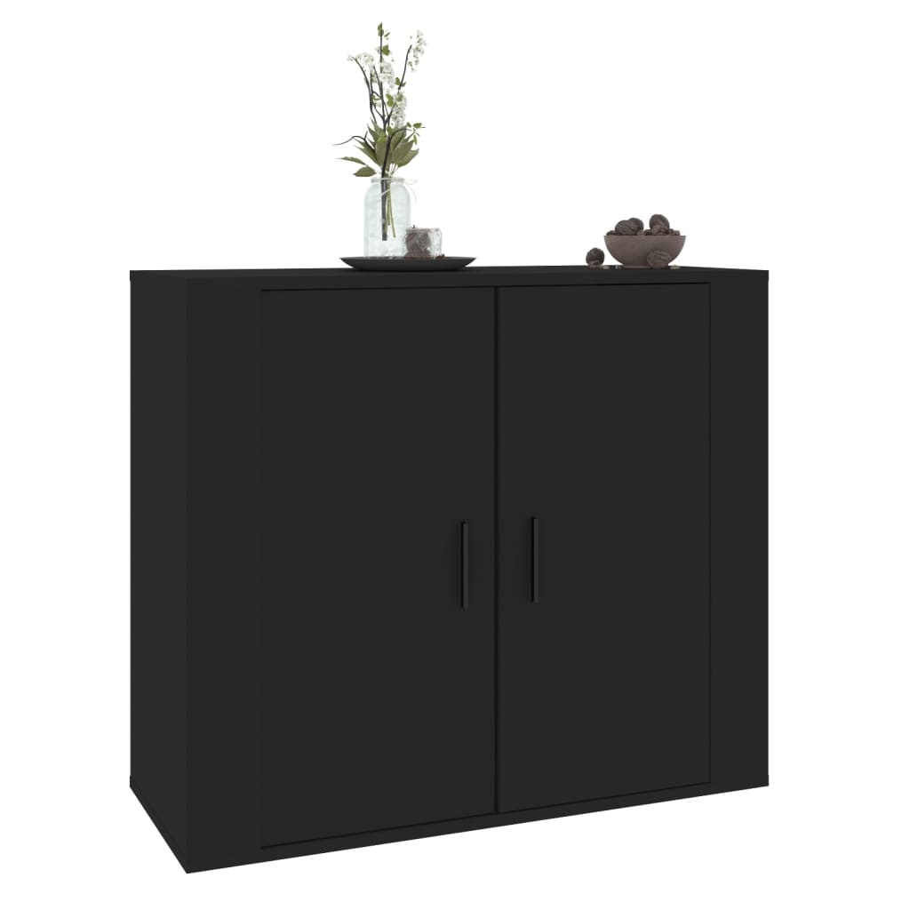 vidaXL Buffet noir 80x33x70 cm en bois d'ingénierie