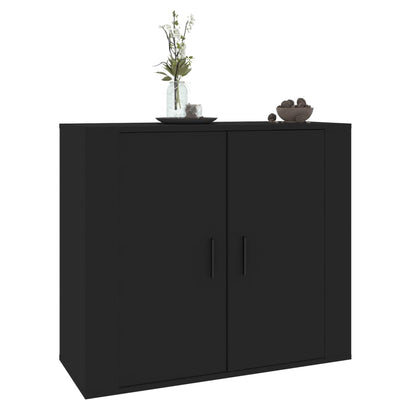 vidaXL Buffet noir 80x33x70 cm en bois d'ingénierie