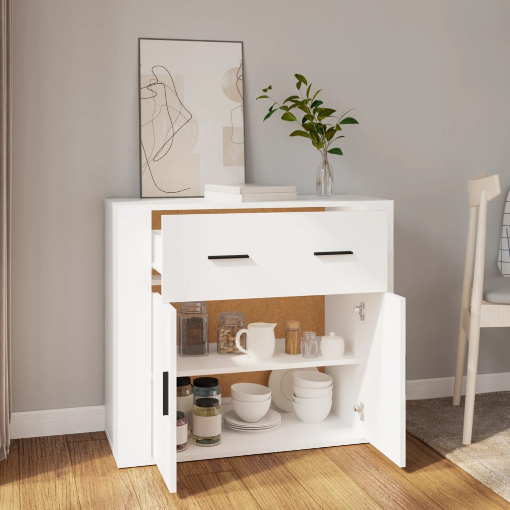 vidaXL Buffet blanc 80x33x70 cm en bois d'ingénierie