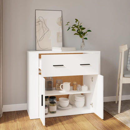 vidaXL Buffet blanc 80x33x70 cm en bois d'ingénierie