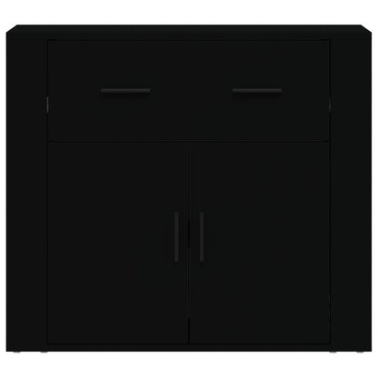 vidaXL Buffet noir 80x33x70 cm en bois d'ingénierie