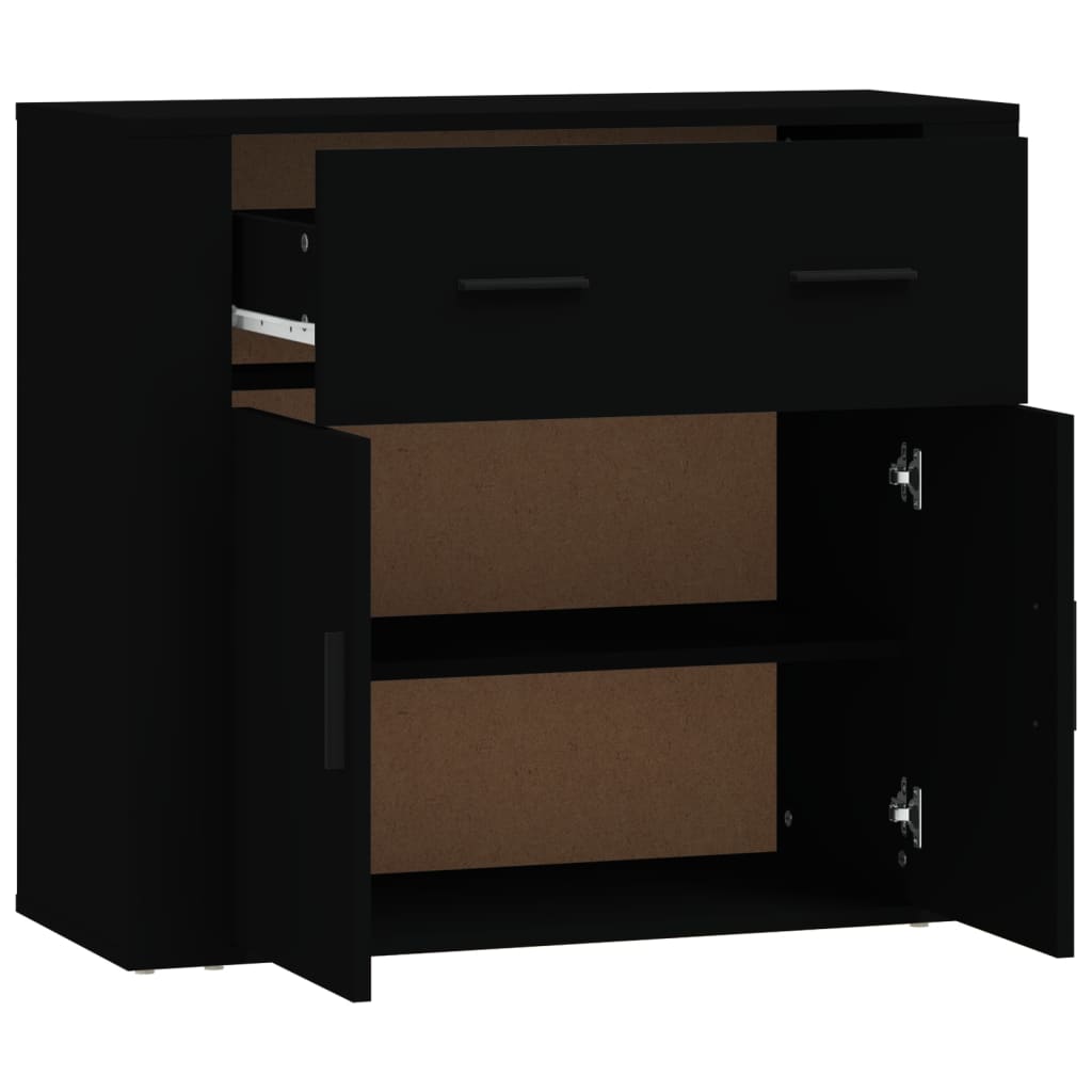vidaXL Buffet noir 80x33x70 cm en bois d'ingénierie