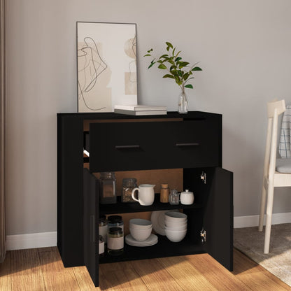vidaXL Buffet noir 80x33x70 cm en bois d'ingénierie