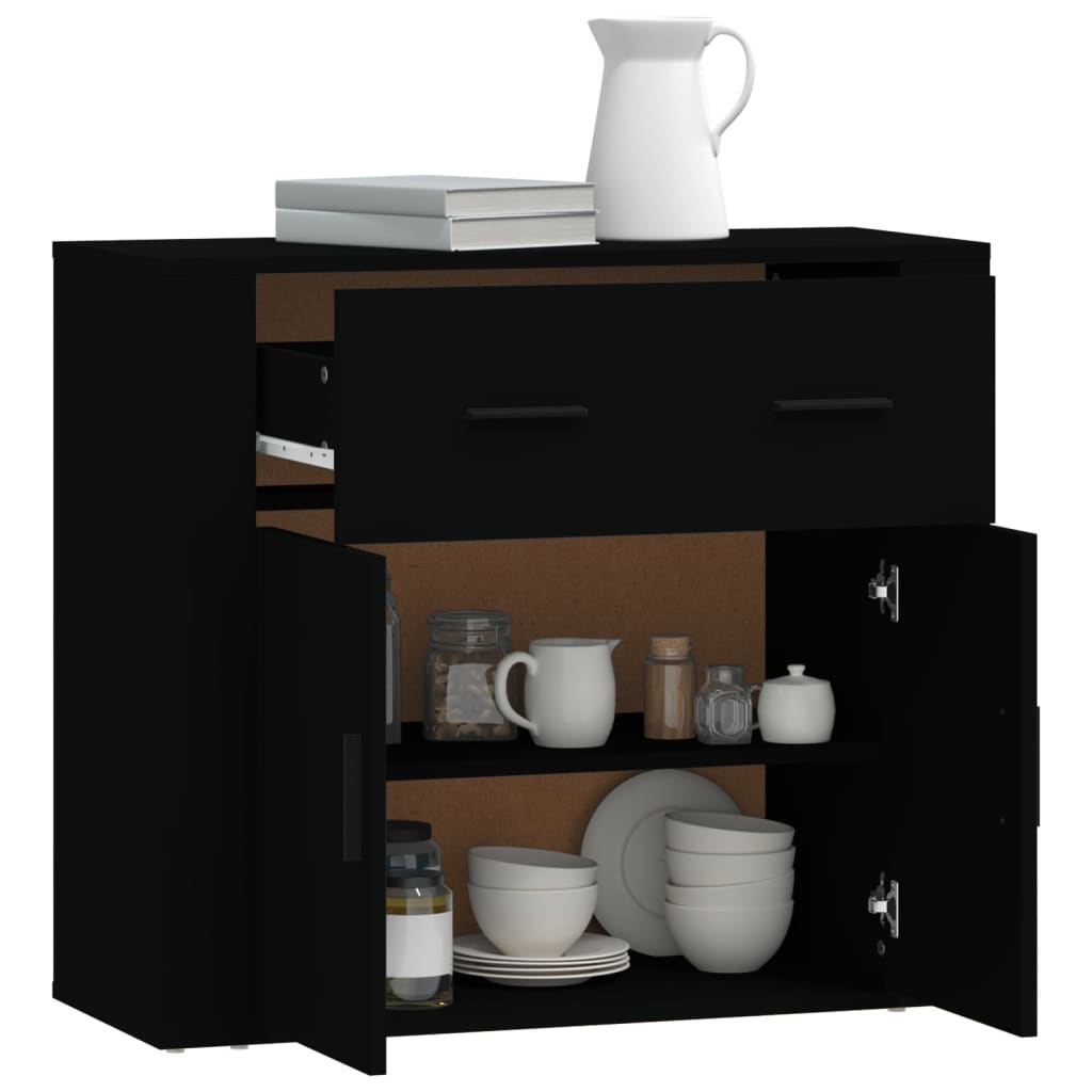 vidaXL Buffet noir 80x33x70 cm en bois d'ingénierie