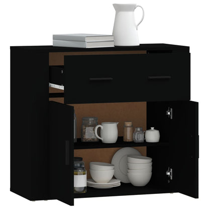 vidaXL Buffet noir 80x33x70 cm en bois d'ingénierie