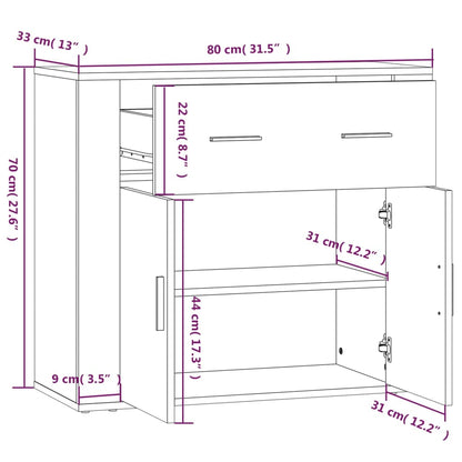 vidaXL Buffet noir 80x33x70 cm en bois d'ingénierie