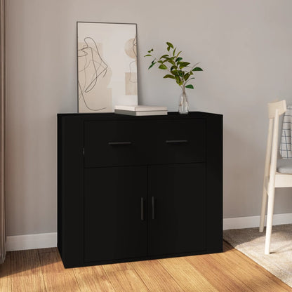 vidaXL Buffet noir 80x33x70 cm en bois d'ingénierie