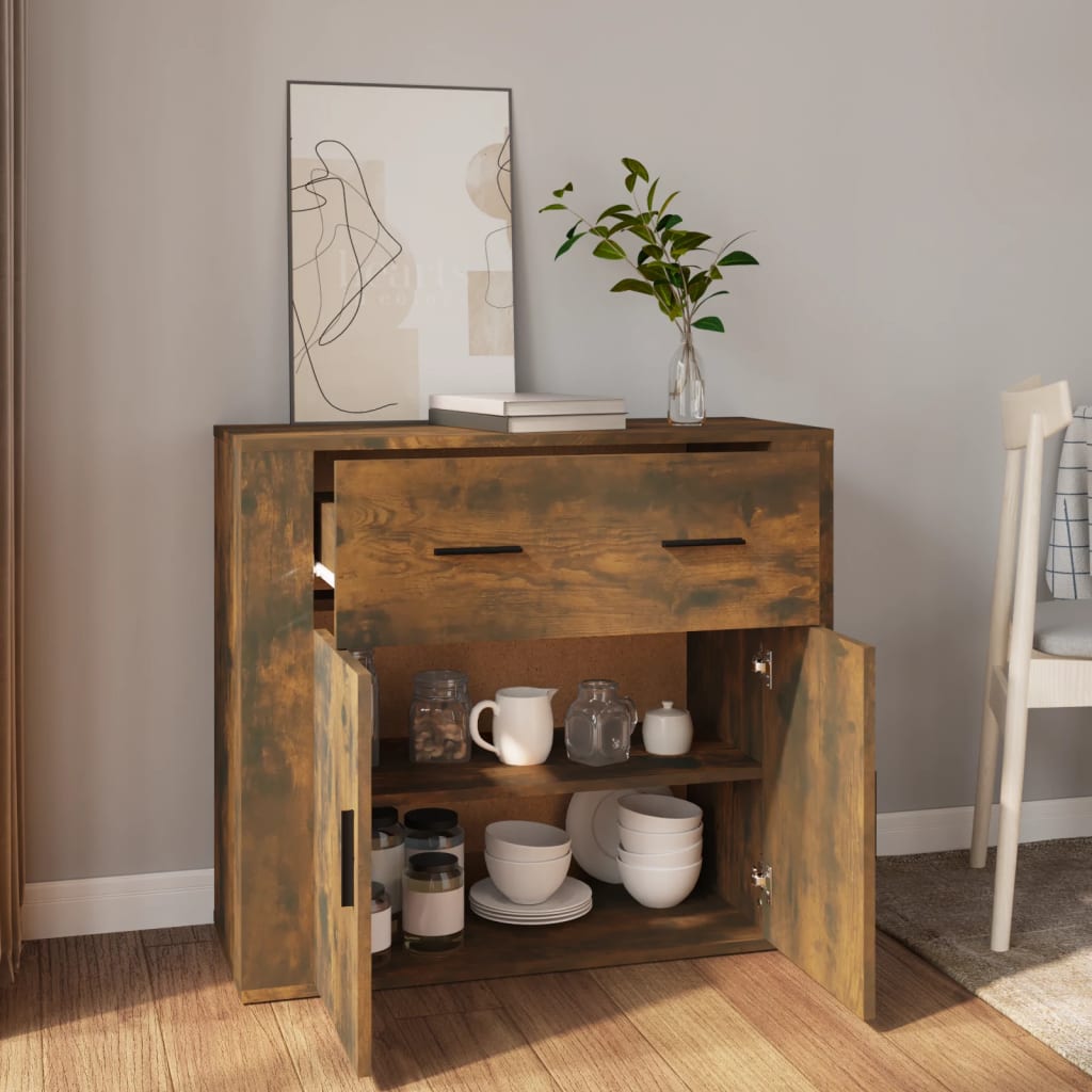 vidaXL Sideboard Räuchereiche 80x33x70 cm Holzwerkstoff