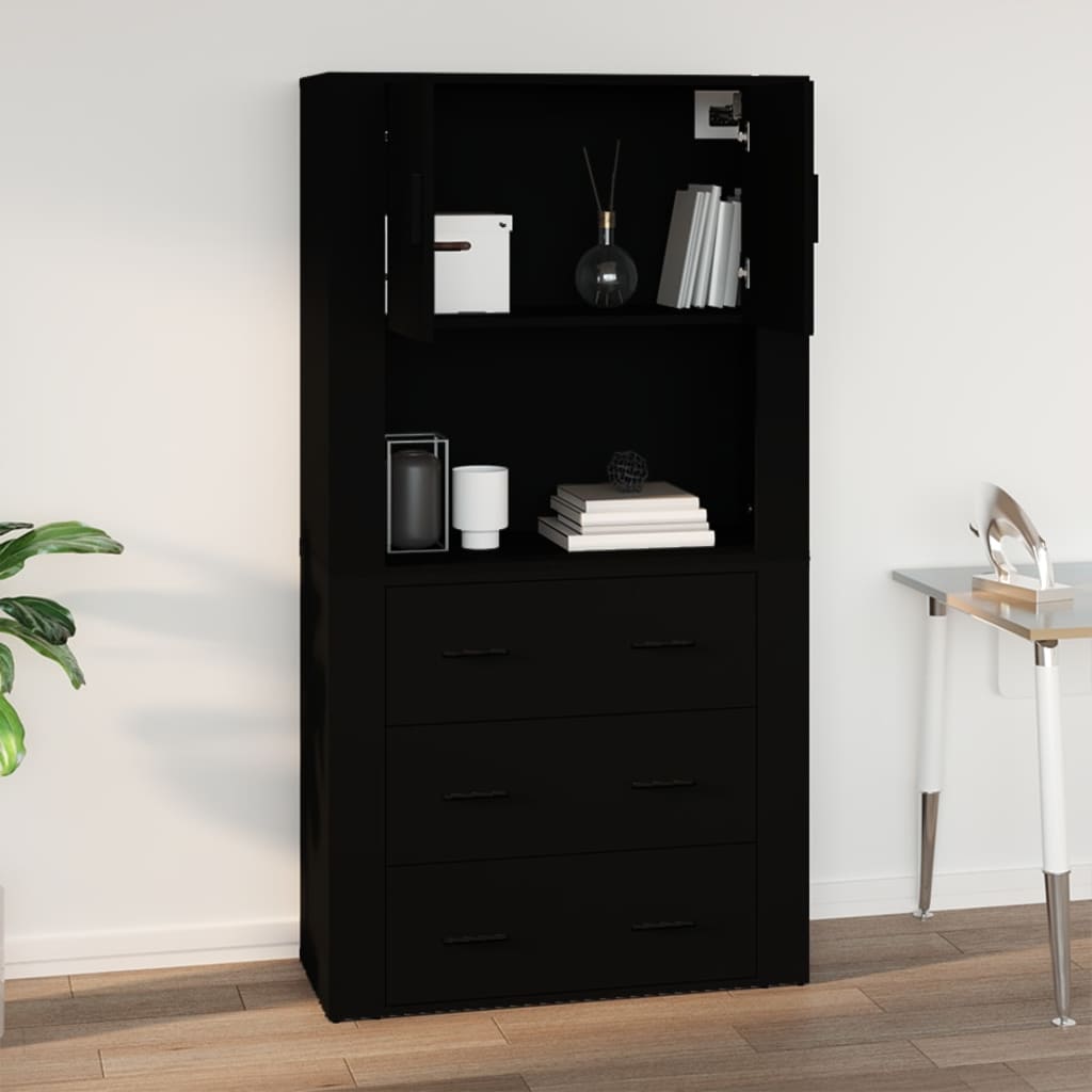 vidaXL Wandschrank Schwarz 80x33x80 cm Holzwerkstoff