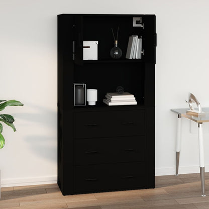 vidaXL Wandschrank Schwarz 80x33x80 cm Holzwerkstoff