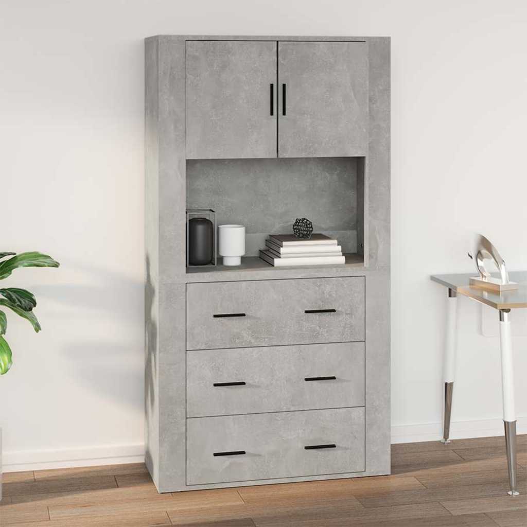 vidaXL Armoire murale gris béton 80x33x80 cm Bois d'ingénierie
