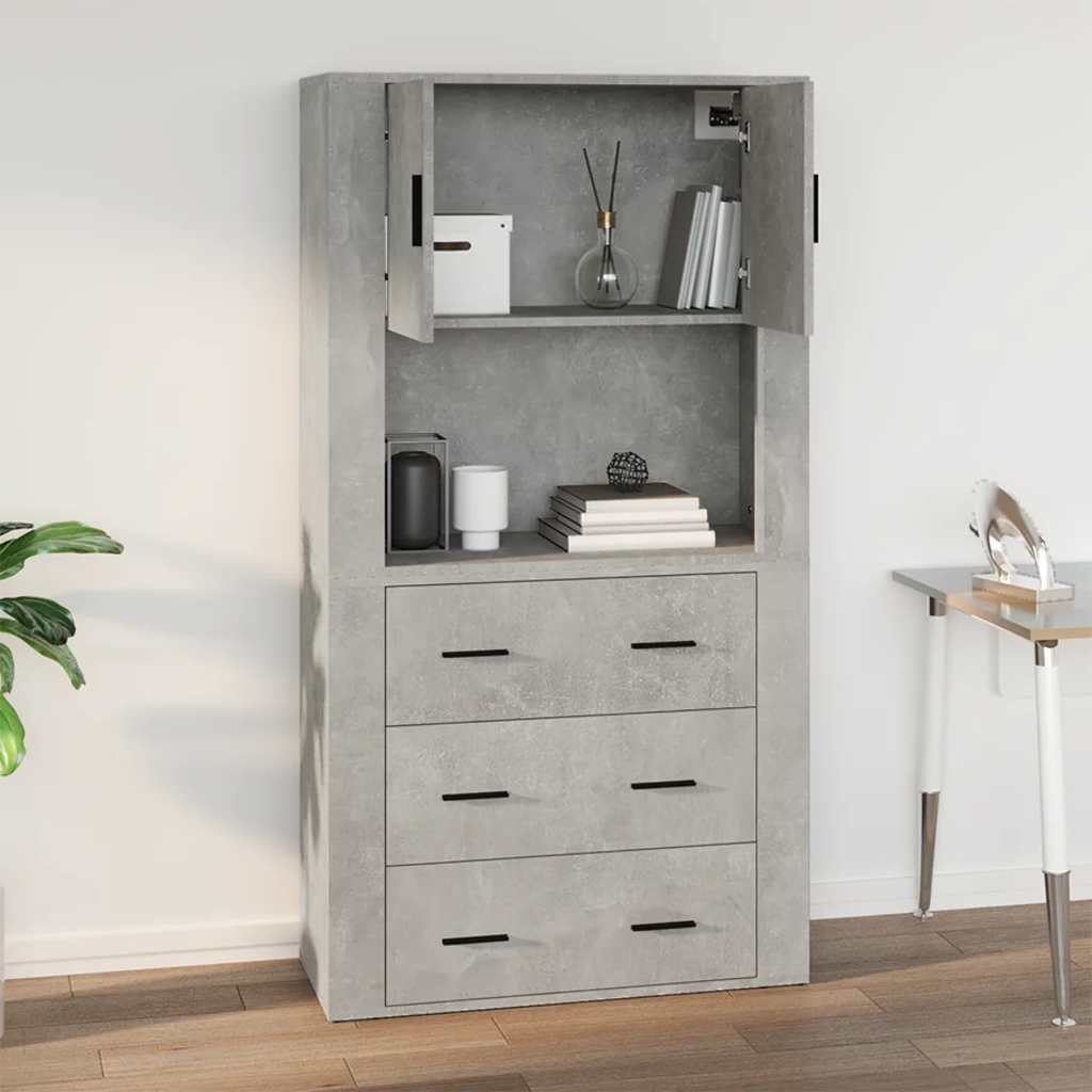 vidaXL Armoire murale gris béton 80x33x80 cm Bois d'ingénierie